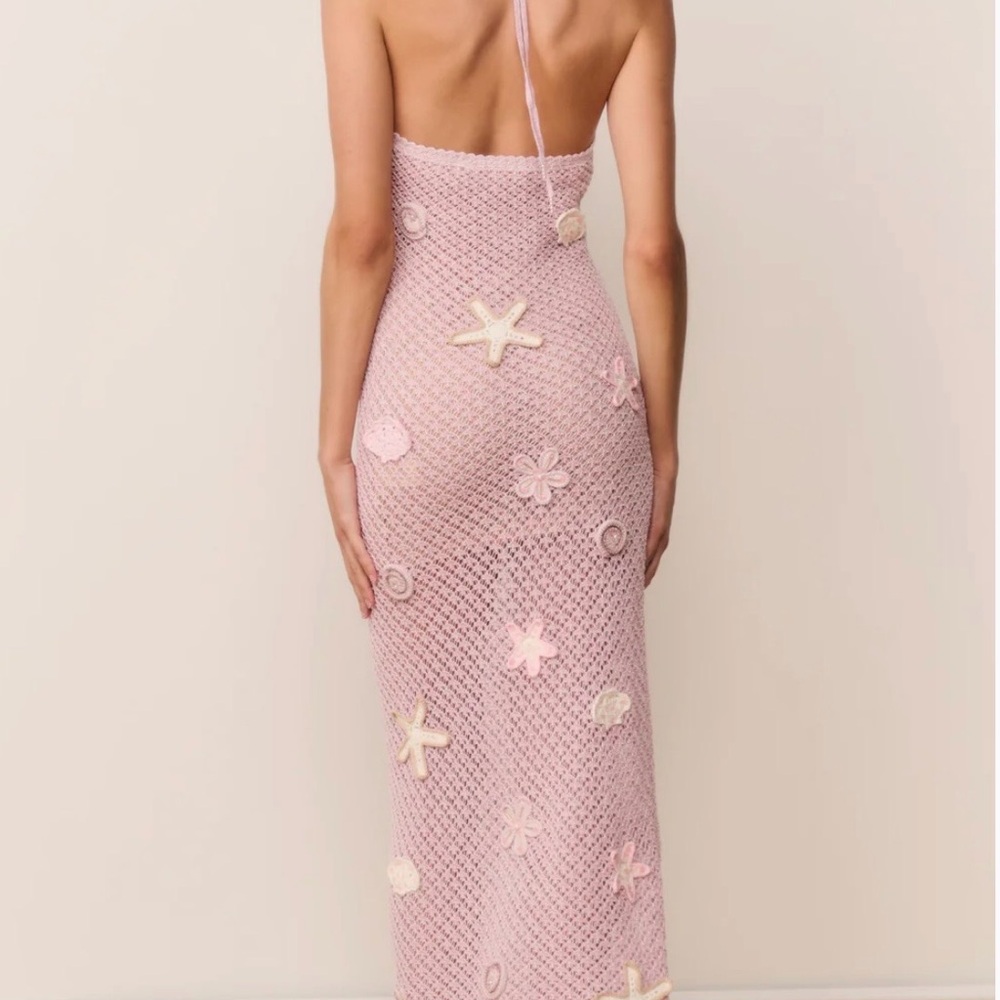 LoveShackFancy Pink Maxi Dress Macie Beaded Crochet Maxi Dress - Picture 7 of 8